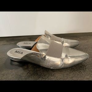 Silver mules shoes size 9 women